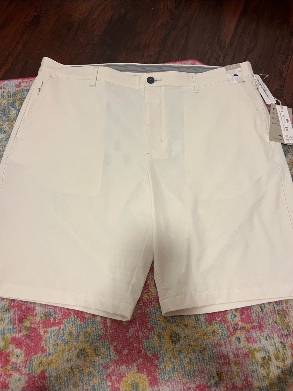 Tommy Bahama Cream Flat Front Performance Shorts - Picture 1 of 3